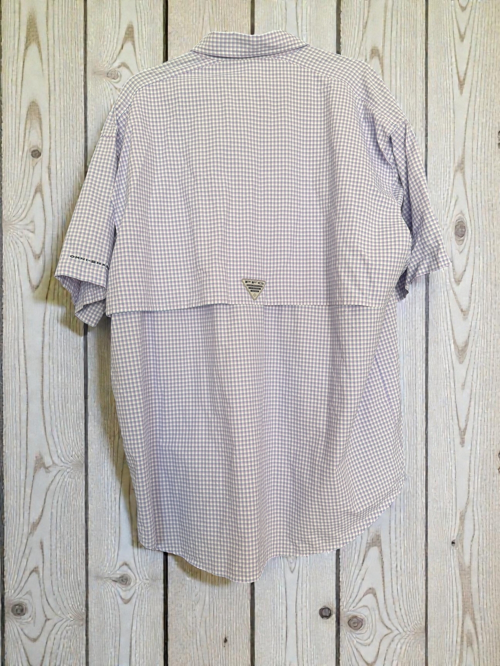 Columbia PFG Super Bahama Fishing Shirt Men’s Large Purple Plaid Omni-Shade - Picture 2 of 3